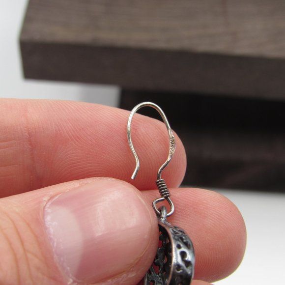 Sterling Silver Odd Rustic Dangle Earrings Vintage - Picture 3 of 5